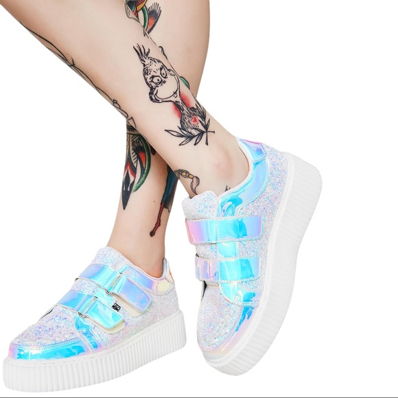 T.U.K Shoes - T.U.K.IRIDESCENT DOUBLE VELCRO CASBAH CREEPERS 8